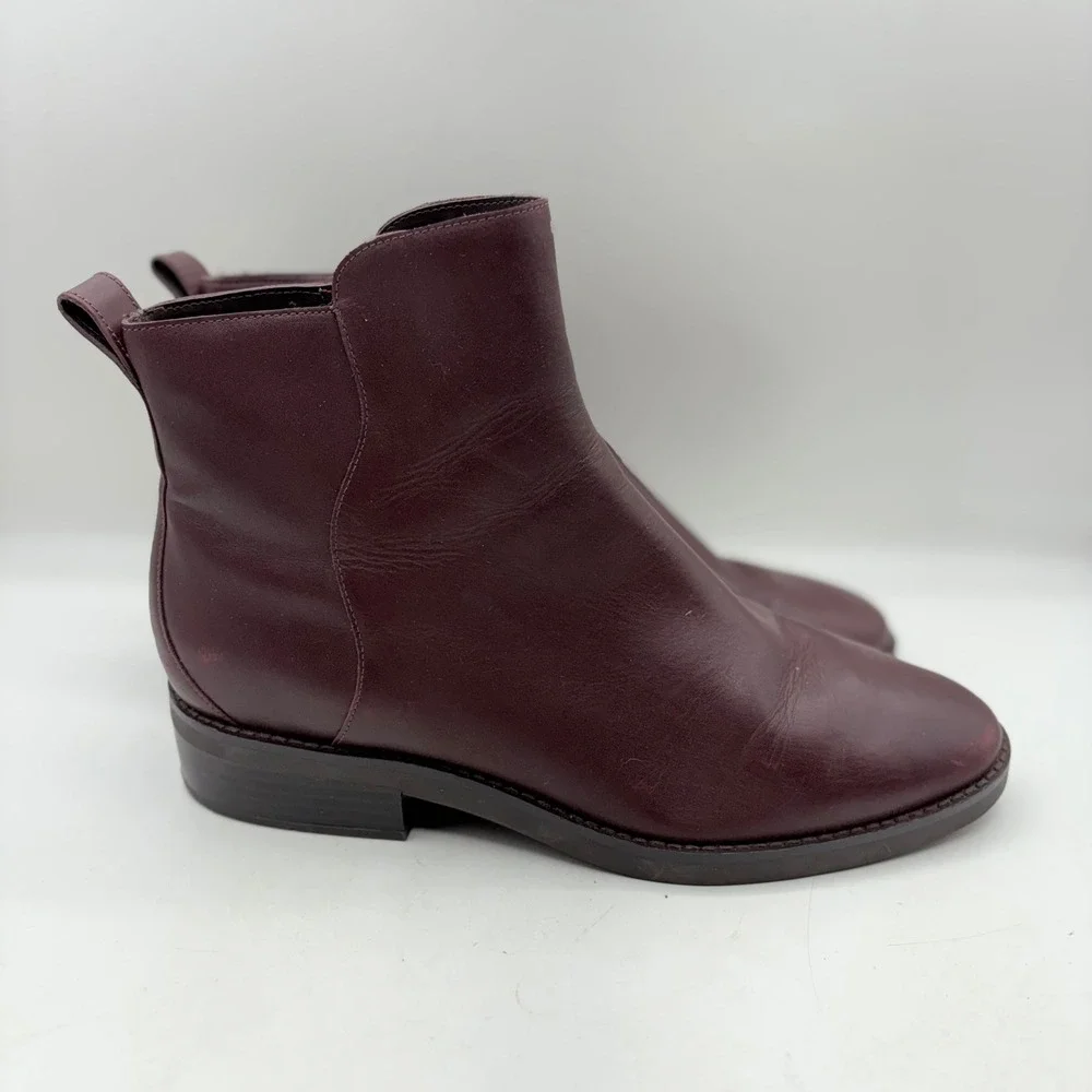 Cole‎ Haan River Chelsea Bootie Ankle Boots Burgundy Leather Side Zip Women 11